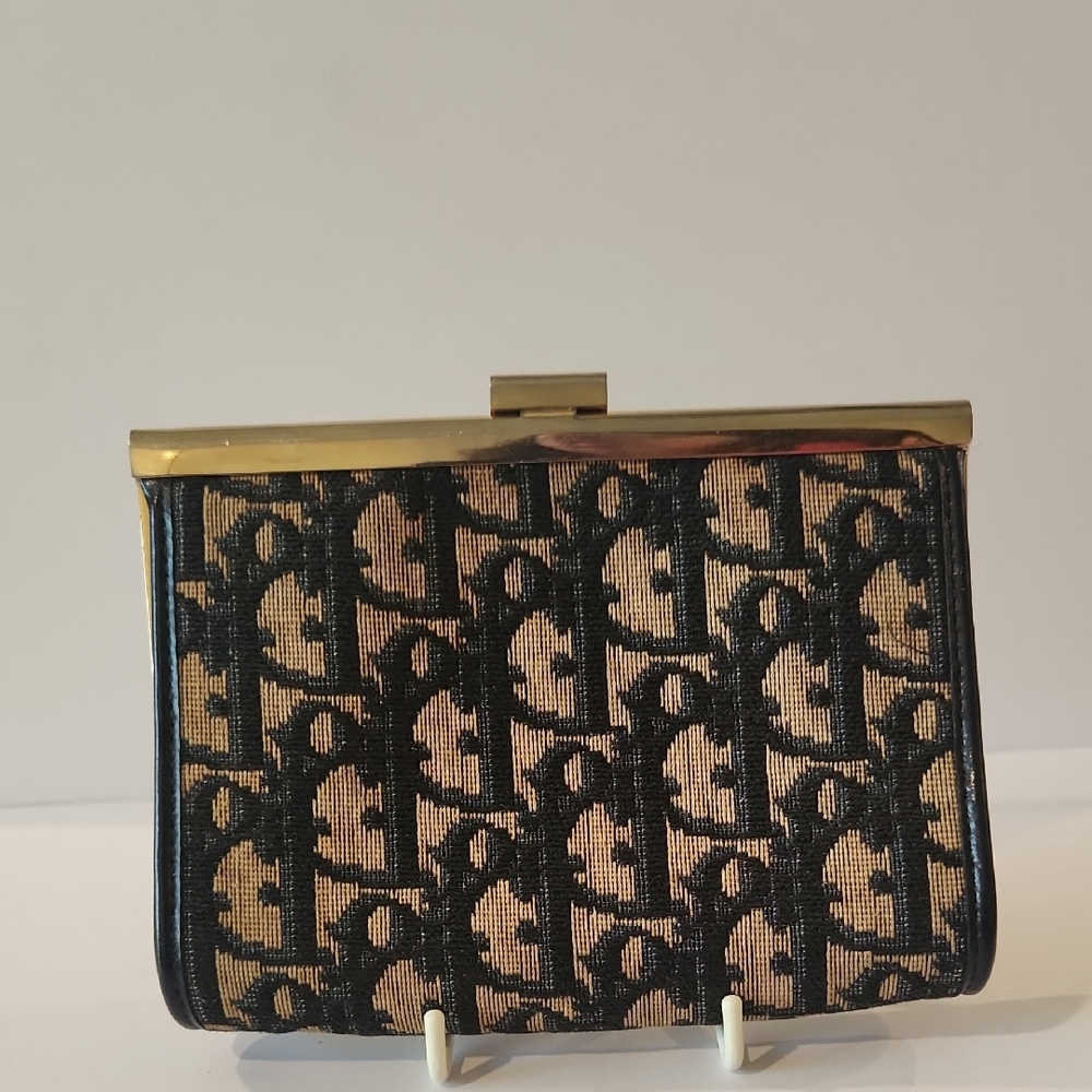 Dior Vintage Trotter Blue Monogram Canvas & Leather  Cosmetic Pouch - Picture 2 of 15